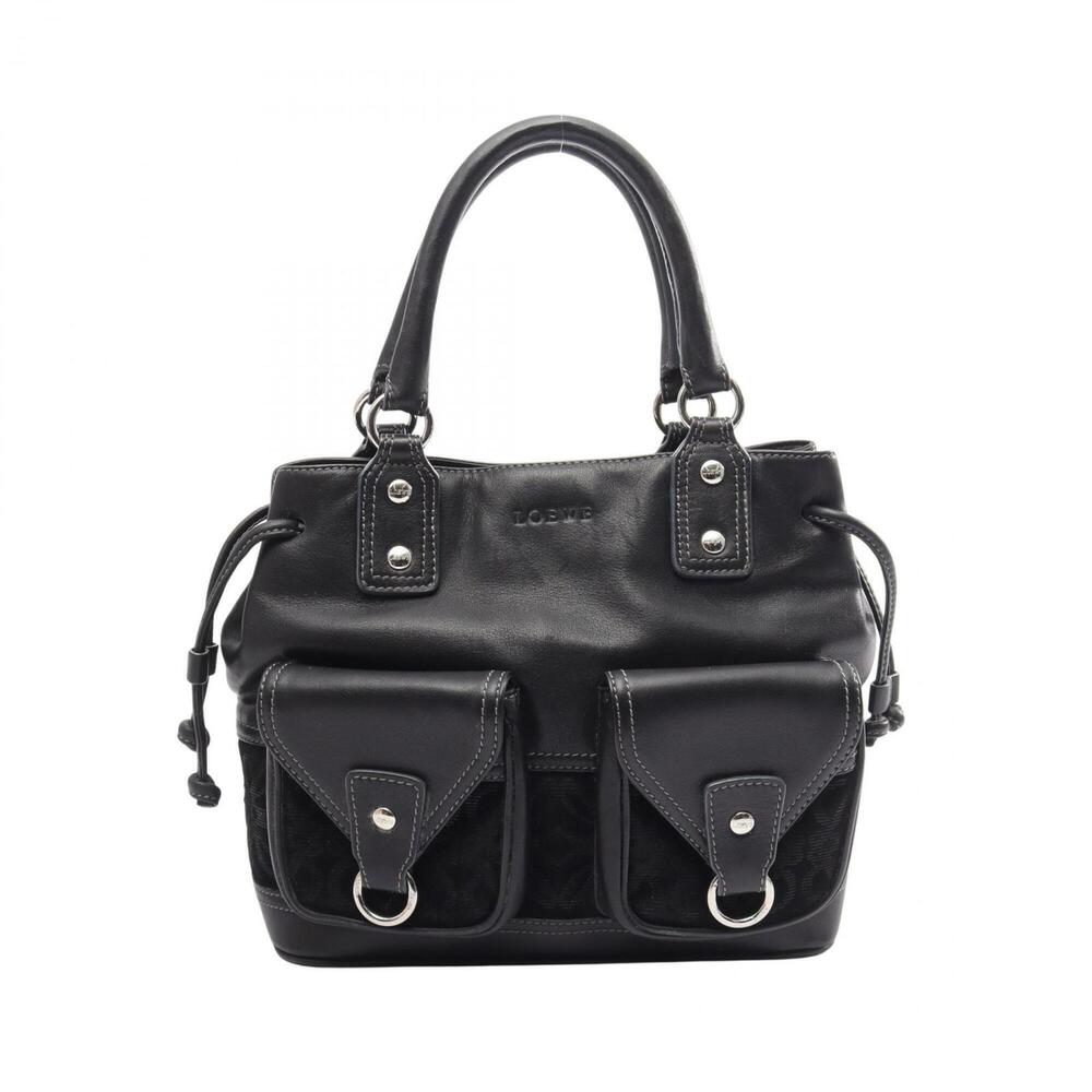 Loewe Anagram Handbag, Suede Leather, Women's, Black